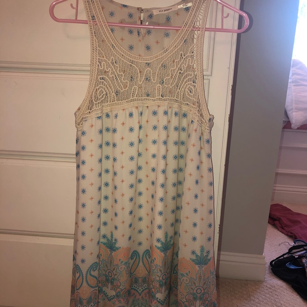 Flowy dress with crotchet detail size medium